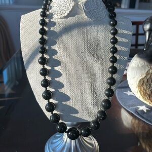 Vintage black bead necklace